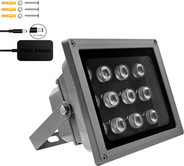 JCHENG Infrared Light 12-Led IR Illuminator Long Range for 850nm Night Vision Security Camera and VR Systems JCHENG Infrared Light 12-Led IR Illuminator Long Range for 850nm Night Vision Security Camera and VR Systems