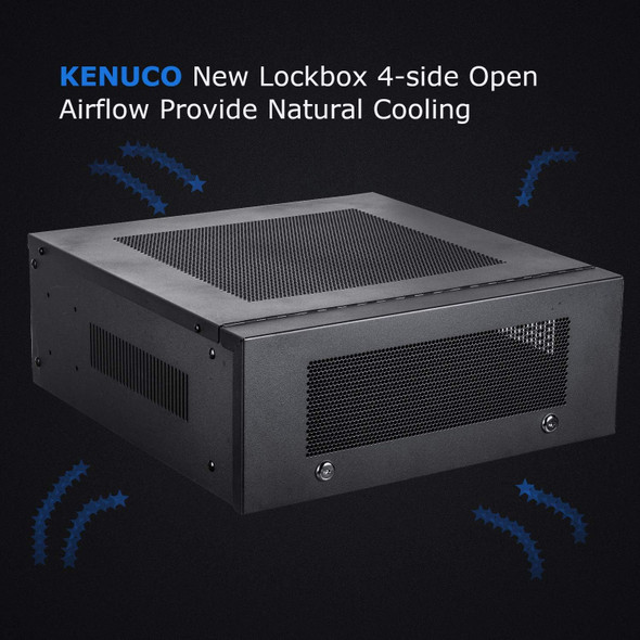 Kenuco 4U Heavy Duty 16 Gauge Steel DVR Security Lockbox with Swing Open Top (19'' x 13.4'' x 7'' 4U)