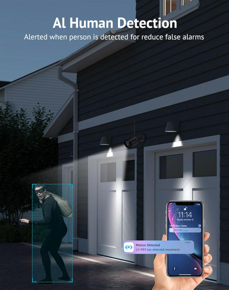 Outdoor Security Cameras 1080P HD,Cameras for Home Security with AI Human Detection,Waterproof IP65,2-Way Audio,Clear Night Vision,2.4G WiFi,SD Card Slot&US Cloud Storage,Work with Alexa Outdoor Security Cameras 1080P HD,Cameras for Home Security with AI Human Detection,Waterproof IP65,2-Way Audio,Clear Night Vision,2.4G WiFi,SD Card Slot&US Cloud Storage,Work with Alexa