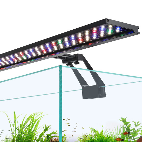 Hygger Clip On Full Spectrum Aquarium Led Light 18W Day-Night Dual Timer Sunrise-Day-Sunset-Moon Fish Tank Light Adjustable Timer Brightness With 9 Colors For Planted Tank