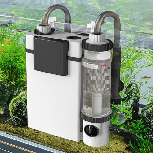 Hygger Quiet Hang On Back Aquarium Filter 5-30 Gallon Small Fish Tank Canister Filter With Surface Skimmer Spray Bar 3 Floss Pads Filter Media Adjustable Flow Easy Water Change 132 Gph