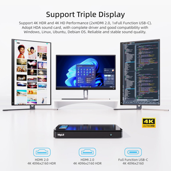 MeLE Overclock4C Mini PC 12th Gen N95(up to 3.4GHz) 8GB RAM 256GB Windows 11 Pro Small Desktop Computer Wi-Fi 6/BT5.2/Ethernet, Triple Display, Dual 4K HDMI, All-in-one USB-C Business/Office/Home MeLE Overclock4C Mini PC 12th Gen N95(up to 3.4GHz) 8GB RAM 256GB Windows 11 Pro Small Desktop Computer Wi-Fi 6/BT5.2/Ethernet, Triple Display, Dual 4K HDMI, All-in-one USB-C Business/Office/Home