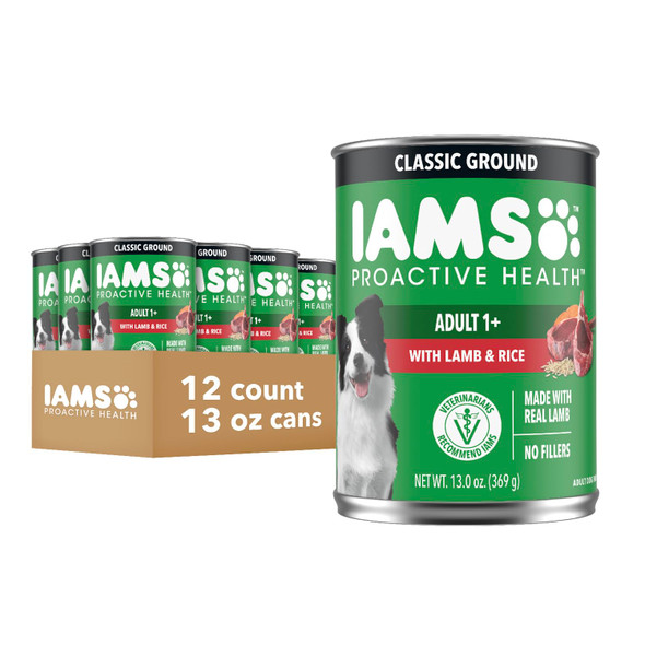 Iams Proactive Health Wet Dog Food Adult Wet Dog Food Multipack Ground Dinner With Chicken & Whole Grain Rice 13 Oz. Cans (Pack Of 6)