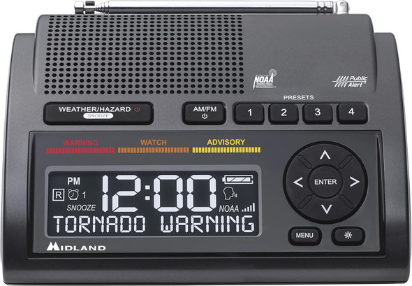 Midland - WR400 Weather Radio Deluxe - NOAA Emergency Alert Scanner – Home Use with Battery Backup - Local County Programming Over 80 Emergency Voice Flashing Alerts – Alarm Clock AM/FM Radio Midland - WR400 Weather Radio Deluxe - NOAA Emergency Alert Scanner – Home Use with Battery Backup - Local County Programming Over 80 Emergency Voice Flashing Alerts – Alarm Clock AM/FM Radio