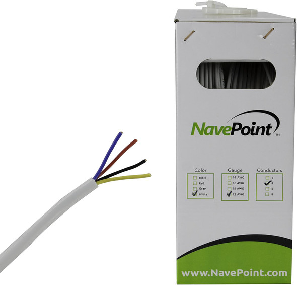 NavePoint Security Burglar Alarm Cable 22/4 22AWG Unshielded 500ft White NavePoint Security Burglar Alarm Cable 22/4 22AWG Unshielded 500ft White