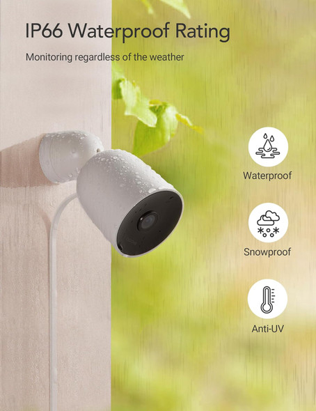 nooie Security Camera Outdoor 1080P, IP66 Weatherproof Surveillance Camera, Night Vision, 2-Way Audio, Motion Detection, Deterrent Alarm, Works with Alexa, Cloud/SD Storage, 2.4G WiFi