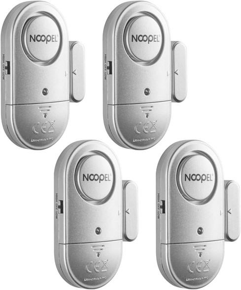 Door Window Alarm Sensors 4 Pack New Version With Two Volume Levels Noopel Burglar Intruder Entry Sensor Alert For Home Security With Batteries Included