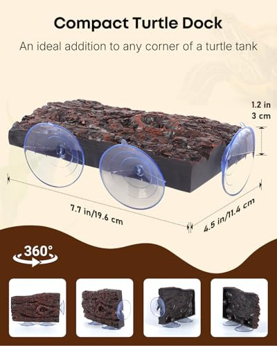 Pawfly Turtle Basking Platform Â€ Resin Dock With 3 Suction Cups For Aquatic Turtles Frogs Turtle Tank Accessory