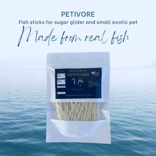Petivore Premium Fish Stick For Sugar Glider And Small Exotic Pet - Made From Real Fish - Hamster Squirrel Chinchillas Marmoset - Favorite Treats Snacks And Food (35G)