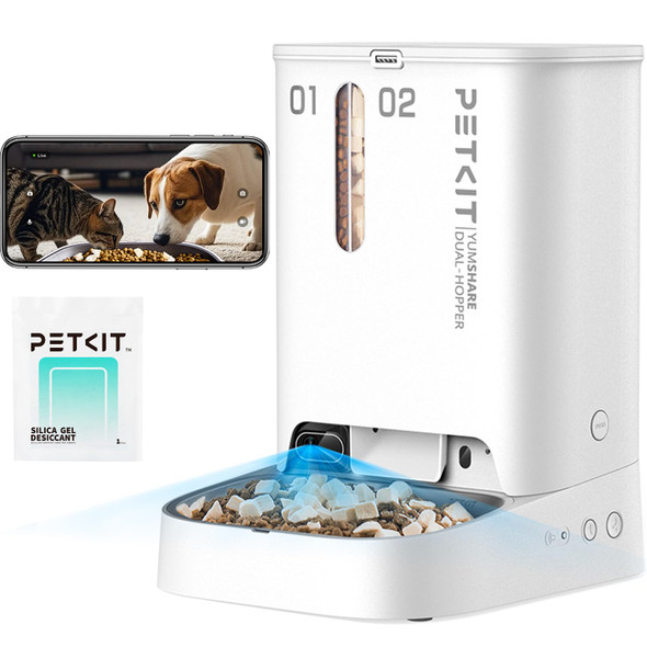Petkit Automatic Cat Feeder With Camera 1080P Hd Video With Night Vision 2.4G Wifi Pet Feeder For Cat & Small Dog 2-Way Audio & Meal Call Pet Food Dispenser With Desiccant Bag Motion Capturing