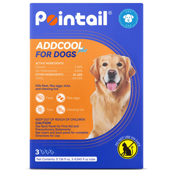 Pointail Flea And Tick Prevention For Dogs Addcool Dog Flea And Tick Treatment Flea & Tick Control Topical Drops 3 Doses Vet-Recommended(45-88 Lbs)