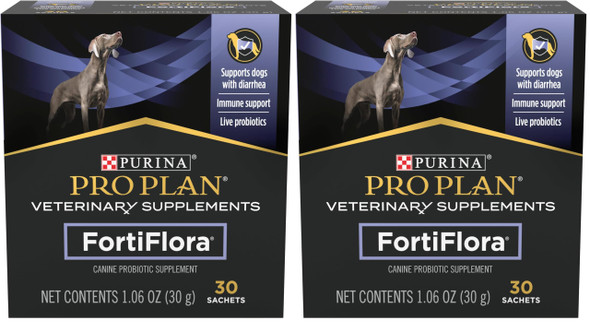 Pro Plan Veterinary Diets Purina Pro Plan Veterinary Supplements Fortiflora Daily Probiotics For Dogs Helps Digestive Gut Health And Diarrhea - 30 Ct. Box