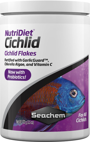 Seachem Nutridiet Cichlid Fish Flakes - Probiotic Formula With Garlicguard 100G  3.52 Ounce (Pack Of 1)
