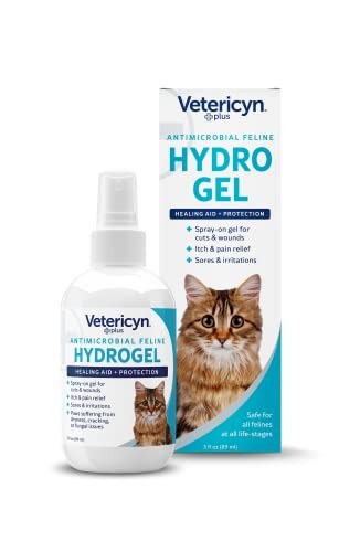 Vetericyn Plus Cat Wound Care Hydrogel Spray Feline Healing Aid And Wound Protectant Sprayable Gel To Relieve Cat Itchy Skin. 3 Ounces