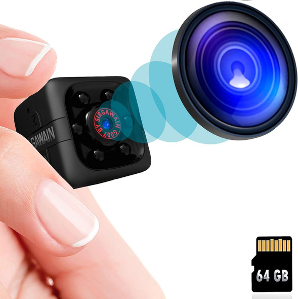 Upgraded Mini Camera 1080P with 64GB SD Card - Camera Full HD - Portable Small Cam - Night Vision and Motion Detection - Indoor Camera for Home & Office - Cam Upgraded Mini Camera 1080P with 64GB SD Card - Camera Full HD - Portable Small Cam - Night Vision and Motion Detection - Indoor Camera for Home & Office - Cam