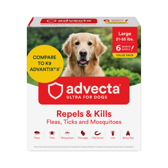 Advecta Ultra Flea And Tick Prevention For Dogs - Medium Dog Flea And Tick Treatment & Control - Mosquito Repellent - Fast Acting Waterproof Topical Drops 2 Month Supply