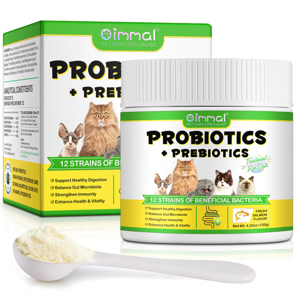 Alivo Probiotics For Cats - Cat Probiotic Powder Digestive Supplement With Digestive Enzymes & Prebiotics For Cats Support Gut Health Seasonal Allergies & Immune System Cat Health Supplies Powder - 120G
