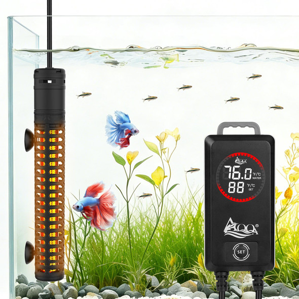 Aqqa 300W Aquarium Heater Fish Tank Heater With Digital Thermostat Over-Temperature And Dry-Run Protection For 55-75 Gallon Freshwater Saltwater Turtle Betta Fish Tank Aquarium