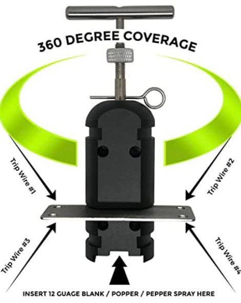 12 Gauge Trip Wire Alarm by Trip Alarm Co. (Black) USA Made Perimeter Defense Device 360° Coverage Quad 3.0 Early Warning Security Device System for Camping and Property Safety 12 Gauge Trip Wire Alarm by Trip Alarm Co. (Black) USA Made Perimeter Defense Device 360° Coverage Quad 3.0 Early Warning Security Device System for Camping and Property Safety