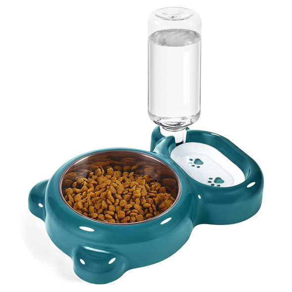 Azwraith Dog Bowls Cat Food And Water Bowl Set With Water Dispenser And Stainless Steel Bowl For Cats And Small Dogs - Pink