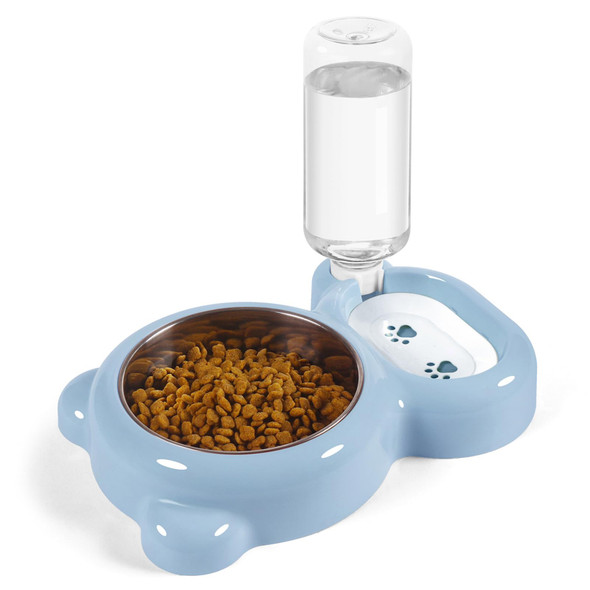 Azwraith Dog Bowls Cat Food And Water Bowl Set With Water Dispenser And Stainless Steel Bowl For Cats And Small Dogs - Pink