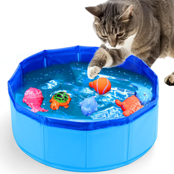Baborui Cat Pool Toy With Fish-Water Cat Toys Portable Cat Pool Toy Cat Water Toys For Bored Indoor Cats Interactive Cat Toys For Indoor Cats For Endless Self Play
