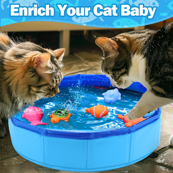 Baborui Cat Pool Toy With Fish-Water Cat Toys Portable Cat Pool Toy Cat Water Toys For Bored Indoor Cats Interactive Cat Toys For Indoor Cats For Endless Self Play