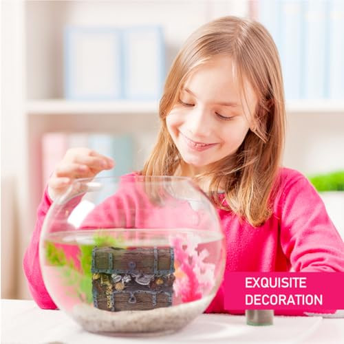 Balacoo Aquarium Treasure Chest Fish Tank Ornament 4.7X2.8X3.5 Inch Resin Underwater Decorative Accessory Lightweight For Home Office Aquarium Decor