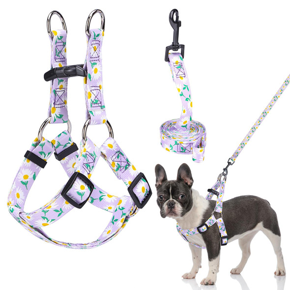 Beautyzoo Dog Harness Small Sized Dog Girl No Pull Dog Harness And Leash SetStep In Soft Light Puppy Vest No Choke Heavy Duty Dog Halter With BellBreathable Adjustable Nylon Pet Harnesses Pink S