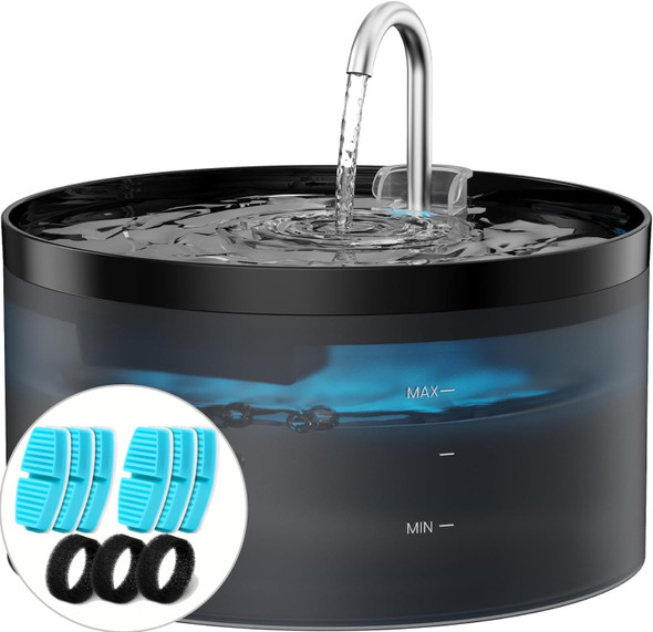 Bemoony Cat Water Fountain: 108Oz/3.2L Cat Fountain Super Silent Pet Drinking Dispenser - Water Fountains For Kitty Indoor - Quiet Pump And Faucet Design - Suitable For Cats And Dogs - Bemoony