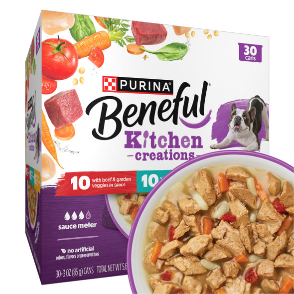 Beneful Purina Kitchen Creations With Beef Chicken Or Lamb Wet Dog Food Variety Pack - (Pack Of 30) 3 Oz. Cans