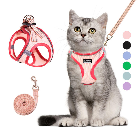 Betmaypet Cat Harness And Leash Set Soft And Breathable Vest With Reflective Strip Escape Proof Kitten Harness Easy To Wear For Cats Walking And Traveling (Purple M)