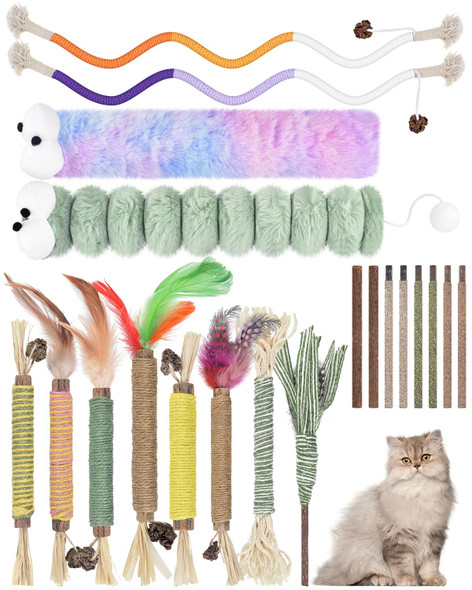 Bissap 10 Pcs Silvervine Chew Sticks For Cats Catnip Chew Sticks Cat Toys For Indoor Cat Kitten Teeth Grinding Interactive Feather Toys For Aggressive Chewers Dental Care