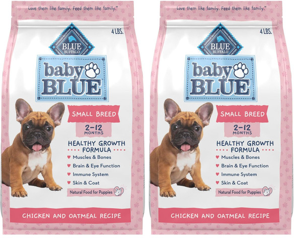 Blue Buffalo Baby Blue Natural Small Breed Puppy Dry Dog Food Healthy Growth Formula With Dha Chicken And Oatmeal Recipe 4-Lb Bag
