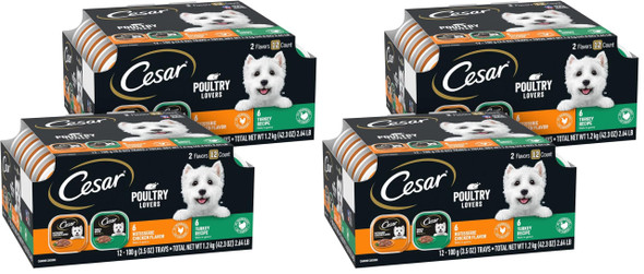 Cesar Filets In Gravy Adult Wet Dog Food Variety Pack Filet Mignon And York Strip Flavors 3.5 Oz. Easy Peel Trays Variety Pack 12 Count
