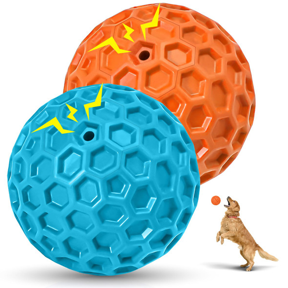 Cheodin 2 Pack Indestructible Squeaky Dog Balls For Aggressive Chewers Interactive Dog Toys For Teething Relieving Anxiety. Chew Toy For Large Medium Breeds Outdoor Rubber Balls.