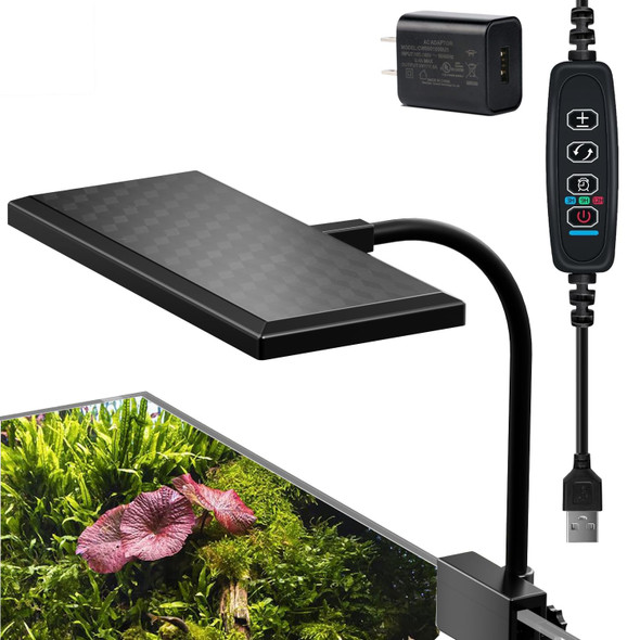 Corals Chat Aquarium Light 3 Mode Clip On Fish Tank Light With Timer Function Full Spectrum Aquarium Plant Light Adjustable Brightness For 8-16 Inch Fish Tank