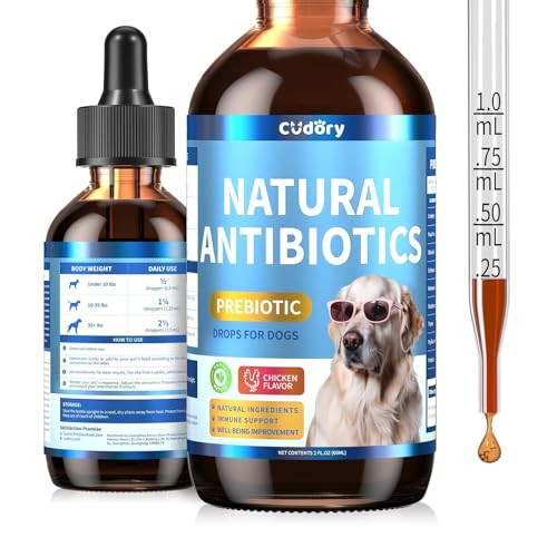 Cudory Natural Antibiotics For Dogs Herbal Dog Antibiotics Supplement With Prebiotics For Dog Allergy Itch Relief Cough Immune Support Dog Uti Comfort For All Breeds And Ages-Chicken Flavor 2 Fl Oz