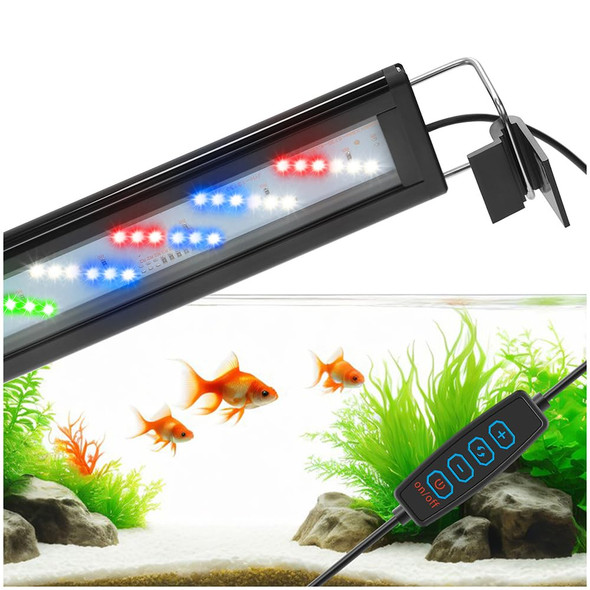 Datoo Led Aquarium Light Full Spectrum Fish Tank Light With Dimmer White Blue Red Green Leds Fish Tank Light With Three Lighting Modes And Extendable Bracket For 8 Inch To 12 Inch Aquarium