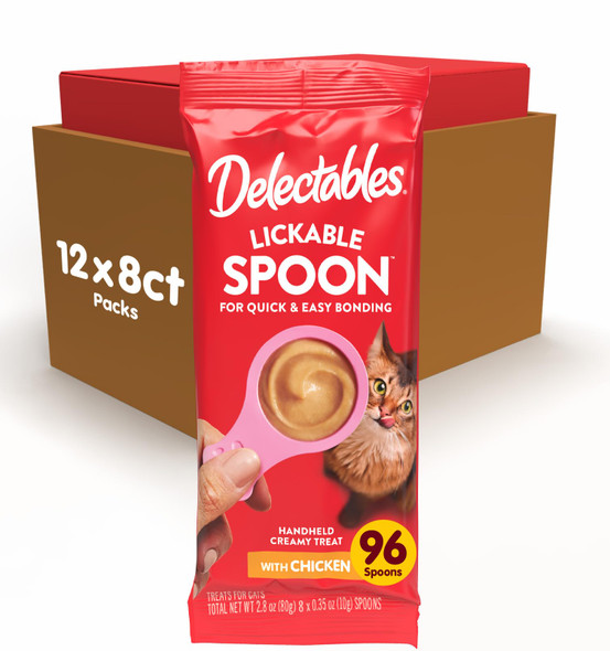 Delectables Lickable Spoon Handheld Wet Cat Treats Made With Real Salmon & Tuna Creamy Puree Mess Quick & Easy Grain- No Added Fillers No Added Preservatives Variety Pack 32Ct