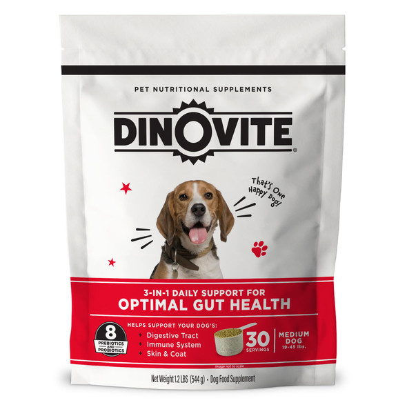 Dinovite 3 In 1 Probiotic For Medium Dogs Skin & Coat Digestive Health & Joint Relief Dog Food Toppers Immune Support Allergy Relief & Itch Relief Skin Care 30 Servings (18-45Lb)