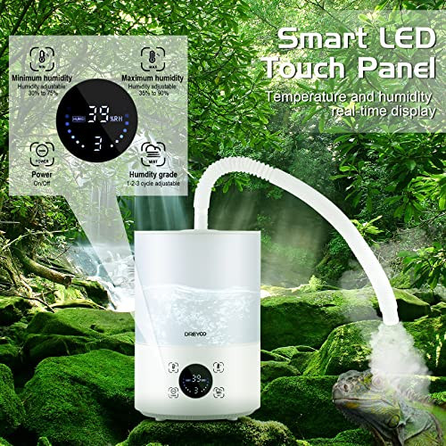 Dreyoo Smart Reptile Fogger Humidifiers With Humidity Control Reptile Terrarium Humidifier Smart Touch 3 Grades Adjustable Fogger With Hose For Reptile Amphibians Herps Snakes Plants