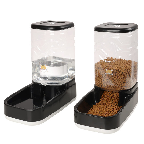 Elevon Automatic Cat Feeder Gravity Food And Water Dispenser Bowl Set For Small Medium Dogs Animals Pet Feeder Dispenser Storage Food 3.8L Large Capacity Black