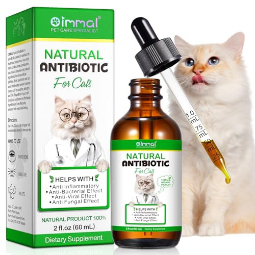 Eqeiyics Natural Antibiotics For Cats Cat Antibiotics For Infection Cat Antibiotic Supplement Supports Immune & Allergy Itch Relief Pet Multivitamin Drops With Chicken Flavor 2 Fl Oz