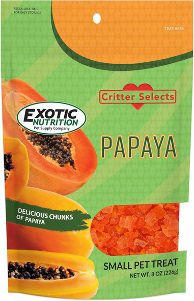 Exotic Nutrition Papaya Treat 1/2 Lb - Healthy Natural Dried Fruit Treat - Rabbit Guinea Pig Hamster Gerbil Rat Parrot Sugar Glider Squirrel Birds & Small Pets