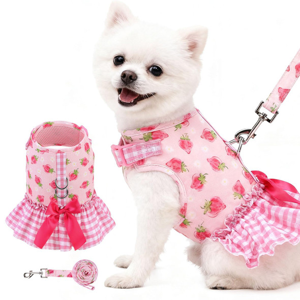 Expawlorer Dog Harness Small Medium Sized Dogs Plaid Dog Dress Bowknot Harness And Leash Set No Choke No Pull Soft Mesh Vest Cute Princess Puppy Outfits Clothes Costume For Girls Party Cats Pink M