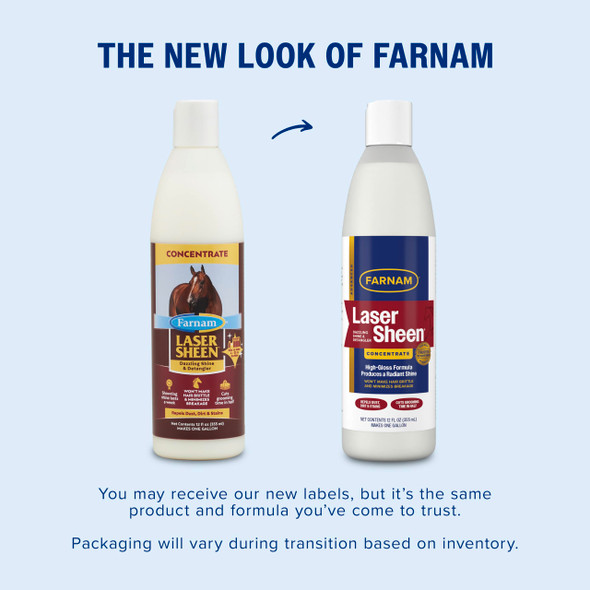 Farnam Laser Sheen Dazzling Shine And Detangler Concentrate For Horses Repels Dirt And Stains Makes 1 Gallon Of Spray 12 Fluid Ounces