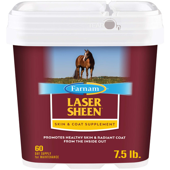 Farnam Laser Sheen Skin & Coat Supplement For Horses Promotes Healthy Skin & Radiant Coat From The Inside Out 3.75 Pounds 30 Day Supply