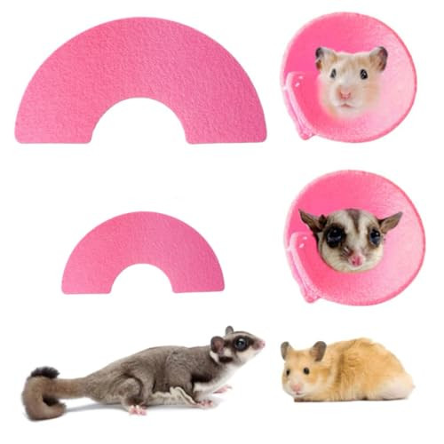 Fasarou 2 Pcs Sugar Gliders Recovery Cone Collar Hamster Mini Elizabeth Collar Protective Cones For Small Pet Adjustable Neck Cone For Sugar Glider Hamster Pink