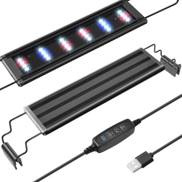 Fedour Usb Mini Aquarium Led Light Full Spectrum Aquarium Light With Extendable Brackets Adjustable Aquarium Plant Light With External Controller For Freshwater Tank (8-13In)